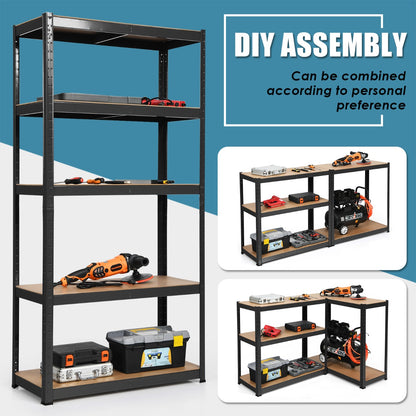Heavy Duty Storage Rack with Adjustable Shelves for Home/ Office/ Garage-Black