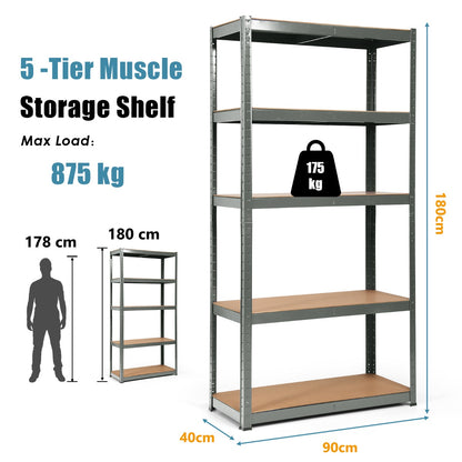 Heavy Duty Storage Rack with Adjustable Shelves for Home/ Office/ Garage-Grey