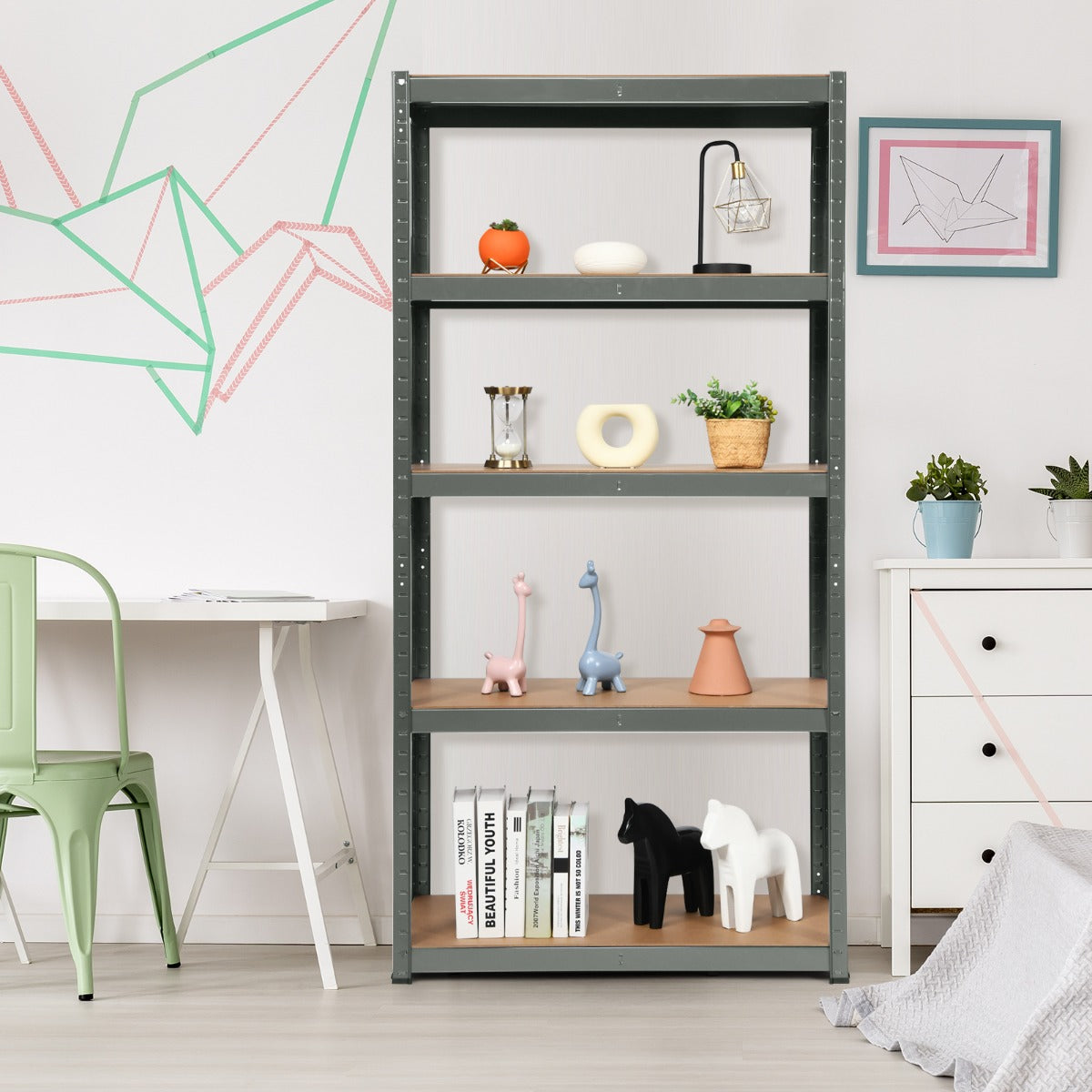 Heavy Duty Storage Rack with Adjustable Shelves for Home/ Office/ Garage-Grey