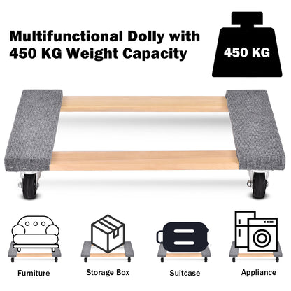 2/4 Pieces Movable Base Furniture Dolly Loaded 450kg 76 x 45.5cm-4 pieces