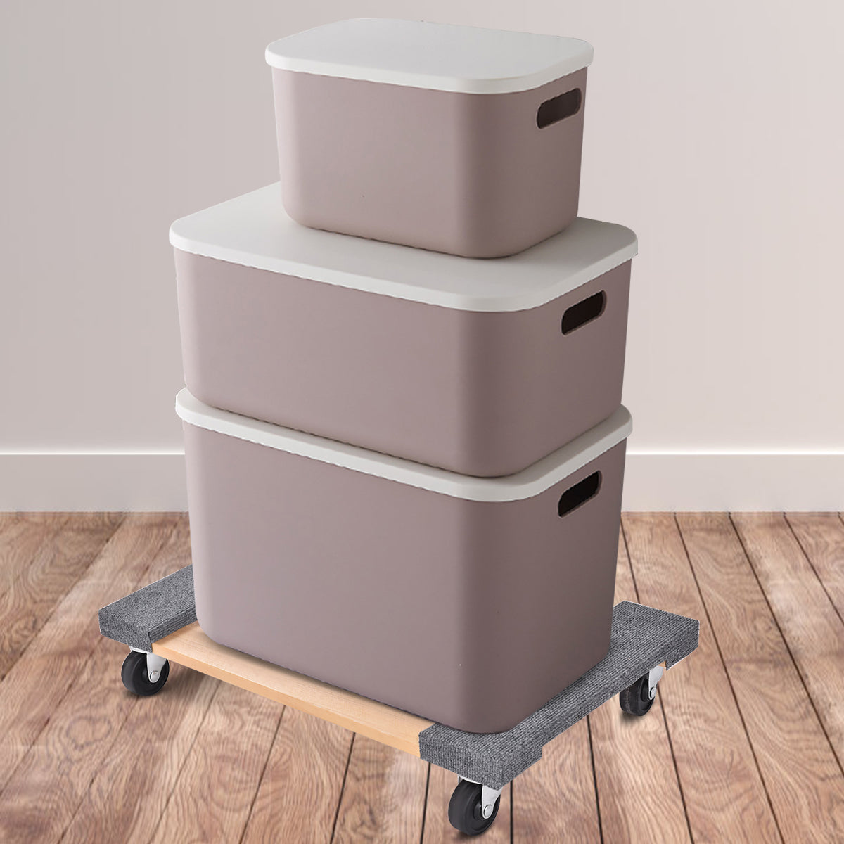 2/4 Pieces Movable Base Furniture Dolly Loaded 450kg 76 x 45.5cm-4 pieces