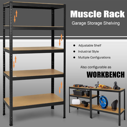 5-Tier Storage Shelves with Freestanding Shelving Unit for Garage-Black