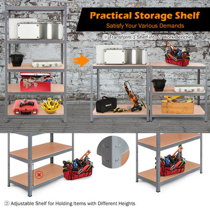 5-Tier Storage Shelves with Freestanding Shelving Unit for Garage-Grey