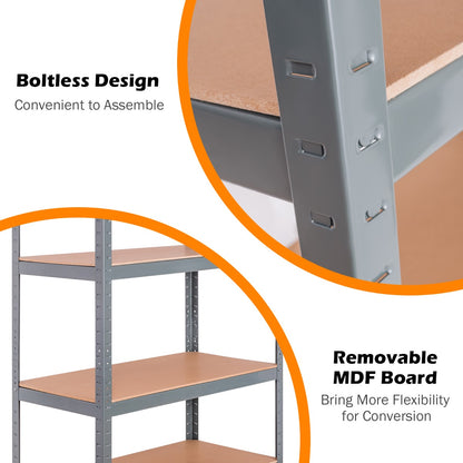 5-Tier Storage Shelves with Freestanding Shelving Unit for Garage-Grey