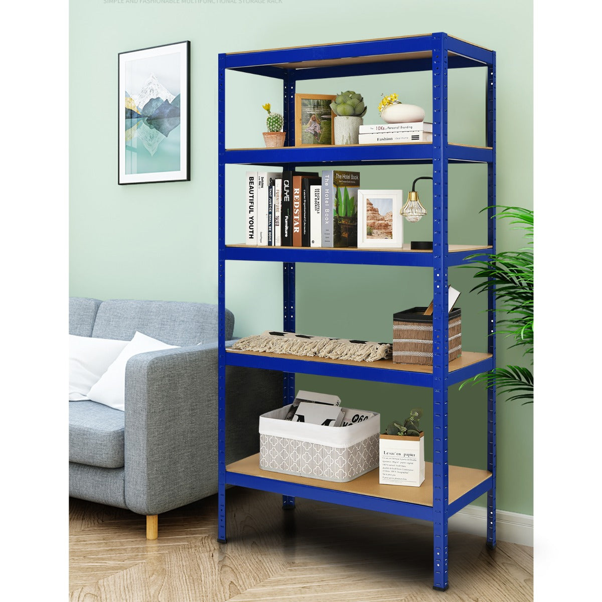5-Tier Storage Shelves with Freestanding Shelving Unit for Garage-Navy