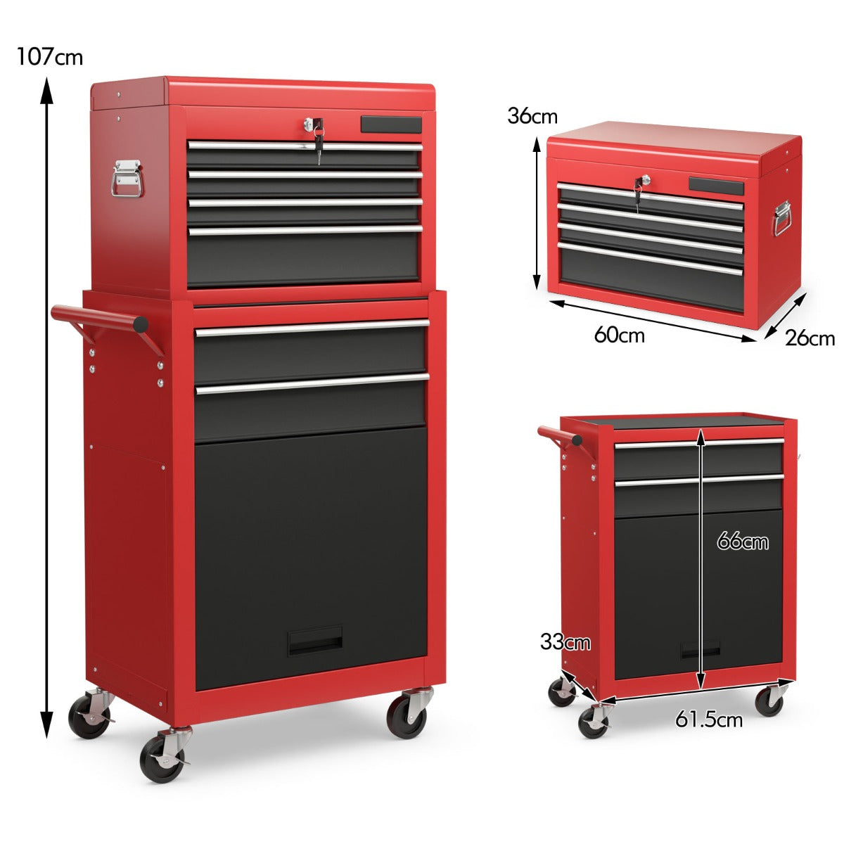 6-Drawer Rolling Lockable Tool Chest for Garage &amp; Factory &amp; Workshop -Multicolour