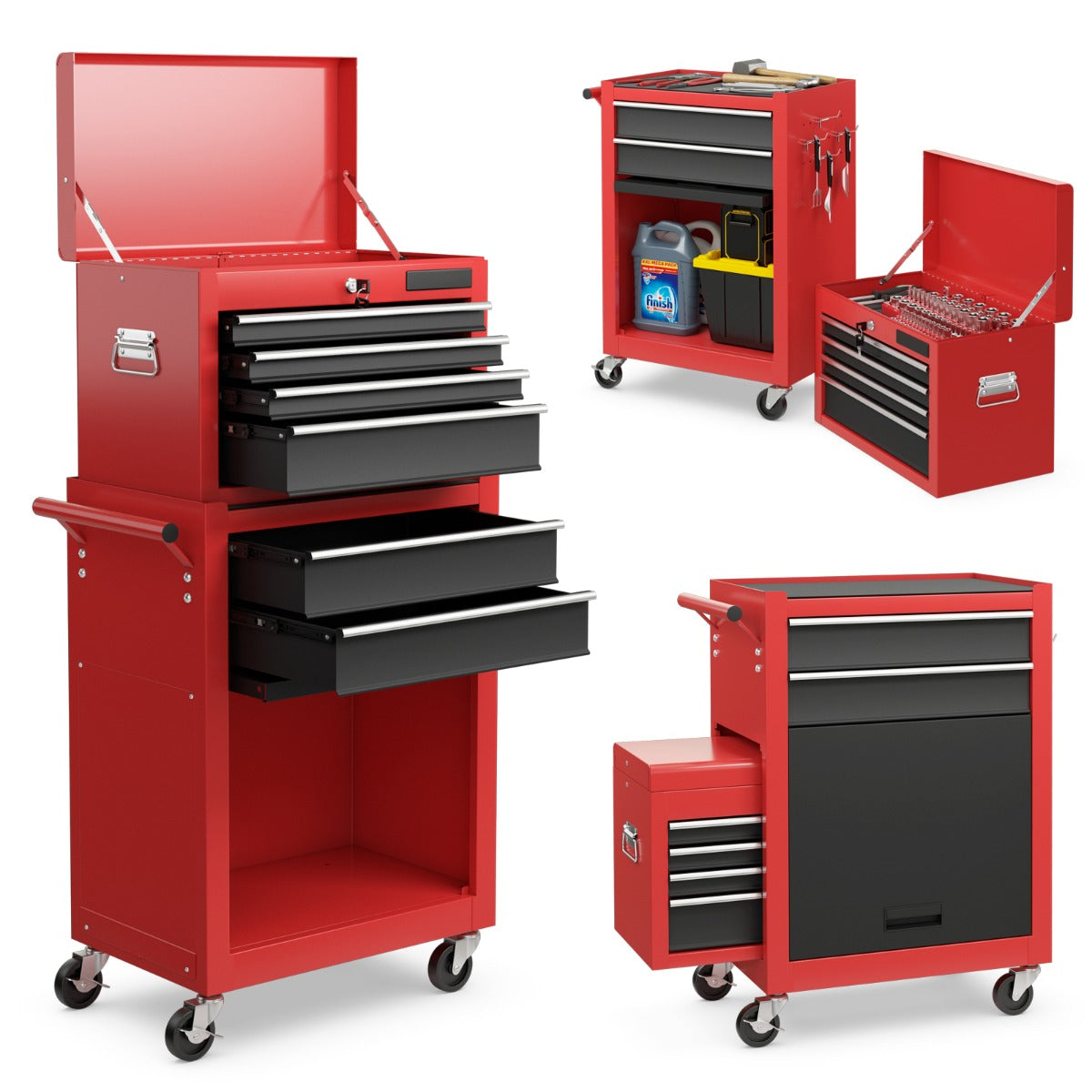 6-Drawer Rolling Lockable Tool Chest for Garage &amp; Factory &amp; Workshop -Multicolour