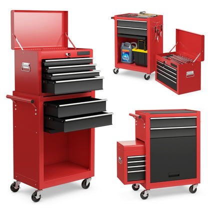 6-Drawer Rolling Lockable Tool Chest for Garage &amp; Factory &amp; Workshop -Multicolour