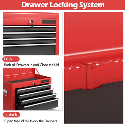 6-Drawer Rolling Lockable Tool Chest for Garage &amp; Factory &amp; Workshop -Multicolour