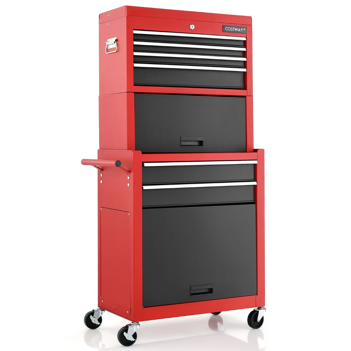 2-In-1 High Capacity Rolling Tool Chest with Handle &amp; 4 Wheels for Garage-Multicolour