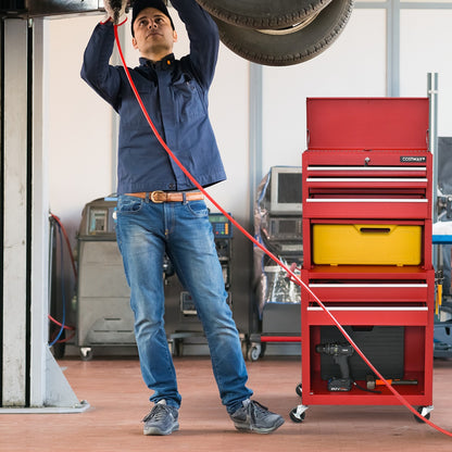 2-In-1 High Capacity Rolling Tool Chest with Handle &amp; 4 Wheels for Garage-Red