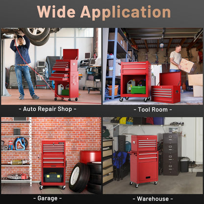 6-Drawer Rolling Lockable Tool Chest for Garage &amp; Factory &amp; Workshop -Red