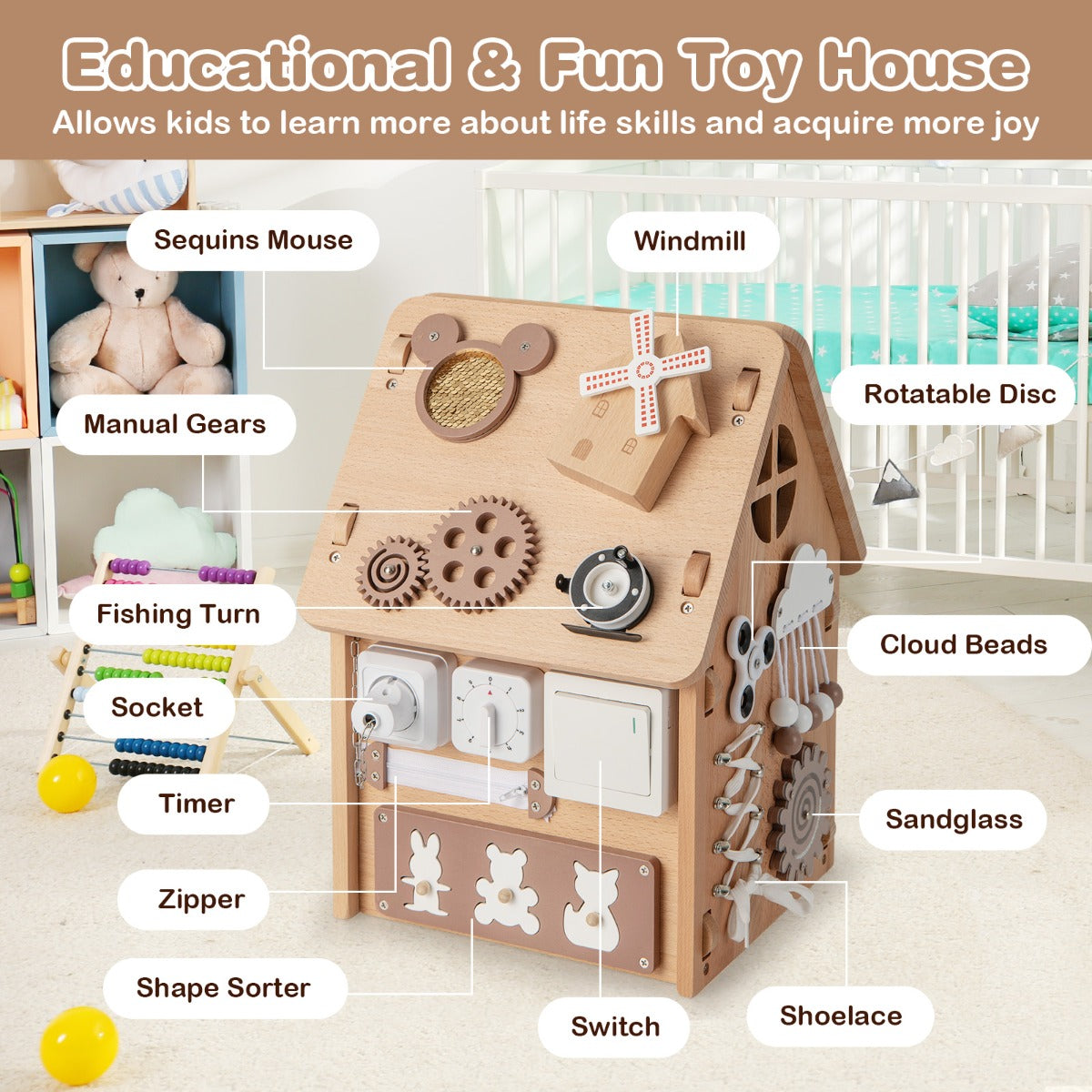 Multi-purpose Busy House with Sensory Games for Boys & Girls Ages 3 + Years Old