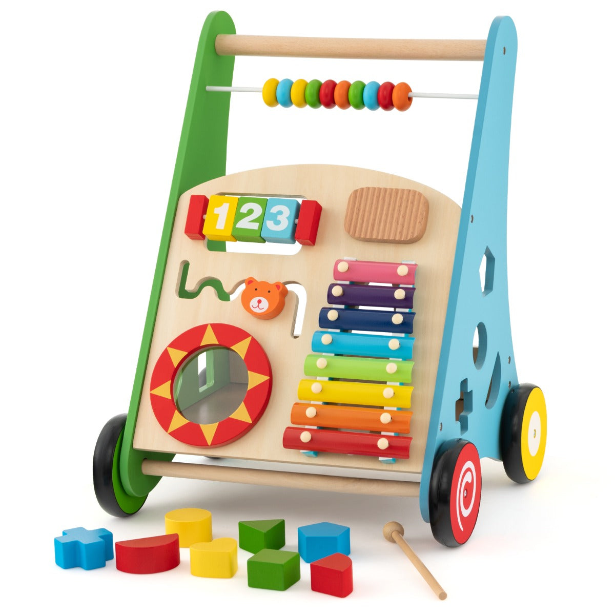 Push and Pull Learning Activity Walker with Smooth Handle for Babies & Toddlers