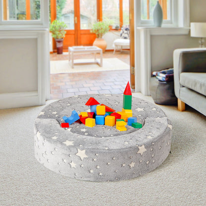 2-in-1 Toddler Chair Glow in the Dark Kids Couch with Removable and Washable Cover-Grey