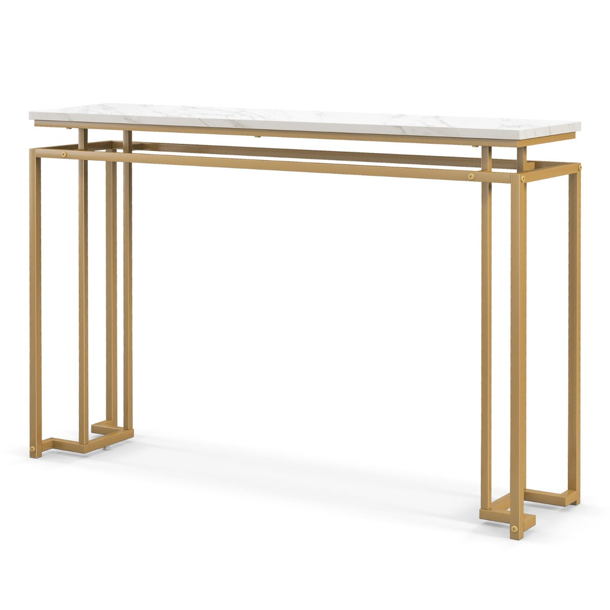 120 cm Faux Marble Top Console Table with Anti-toppling Kit