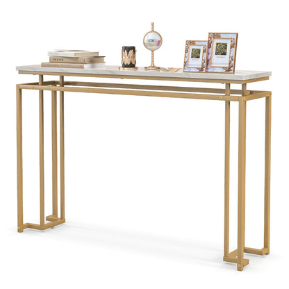 120 cm Faux Marble Top Console Table with Anti-toppling Kit