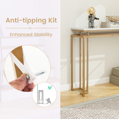 120 cm Faux Marble Top Console Table with Anti-toppling Kit