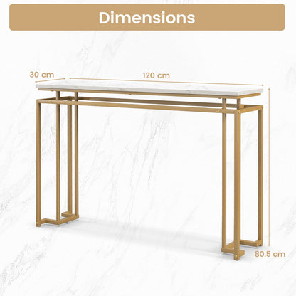120 cm Faux Marble Top Console Table with Anti-toppling Kit