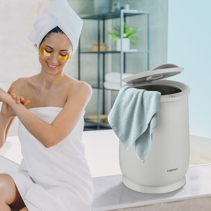 Towel Warmer Bucket with Flip-top Lid and Fragrance Holder-Grey