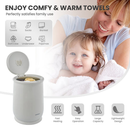 Towel Warmer Bucket with Flip-top Lid and Fragrance Holder-Grey