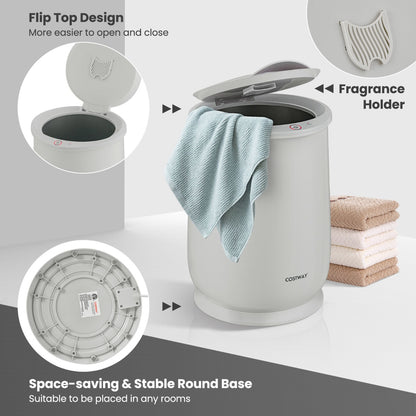 Towel Warmer Bucket with Flip-top Lid and Fragrance Holder-Grey