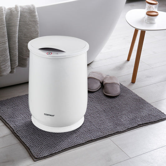 Costway Towel Warmer Bucket with Flip-top Lid and Fragrance Holder-White