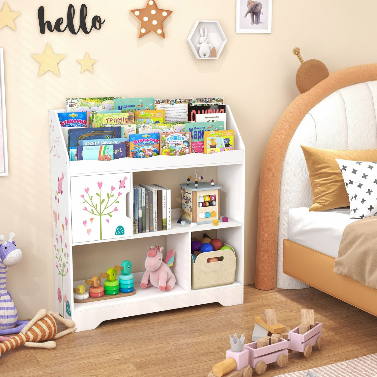 Costway Toy Storage Organizer Display Stand for Playroom-White