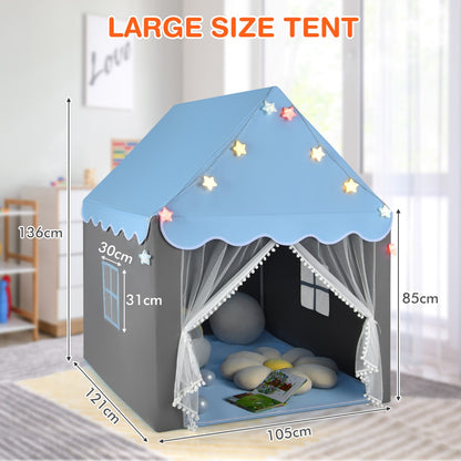 Kids Playhouse Tent with Washable Mat for Boys &amp; Girls-Blue