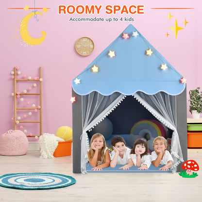 Kids Playhouse Tent with Washable Mat for Boys &amp; Girls-Blue