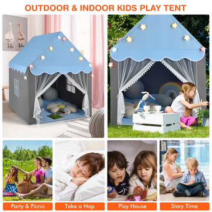 Kids Playhouse Tent with Washable Mat for Boys &amp; Girls-Blue