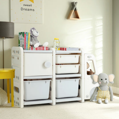 Costway Truck-shaped Toddler Storage Cabinet with Bins & Drawers Gray