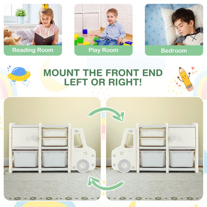 Costway Truck-shaped Toddler Storage Cabinet with Bins & Drawers Gray
