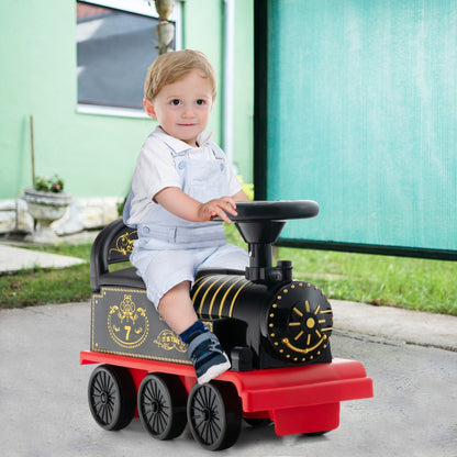 6V Electric Kids Ride On Train Toy with Track &amp;amp; 6 Wheels-Black