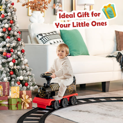 6V Electric Kids Ride On Train Toy with Track &amp;amp; 6 Wheels-Black