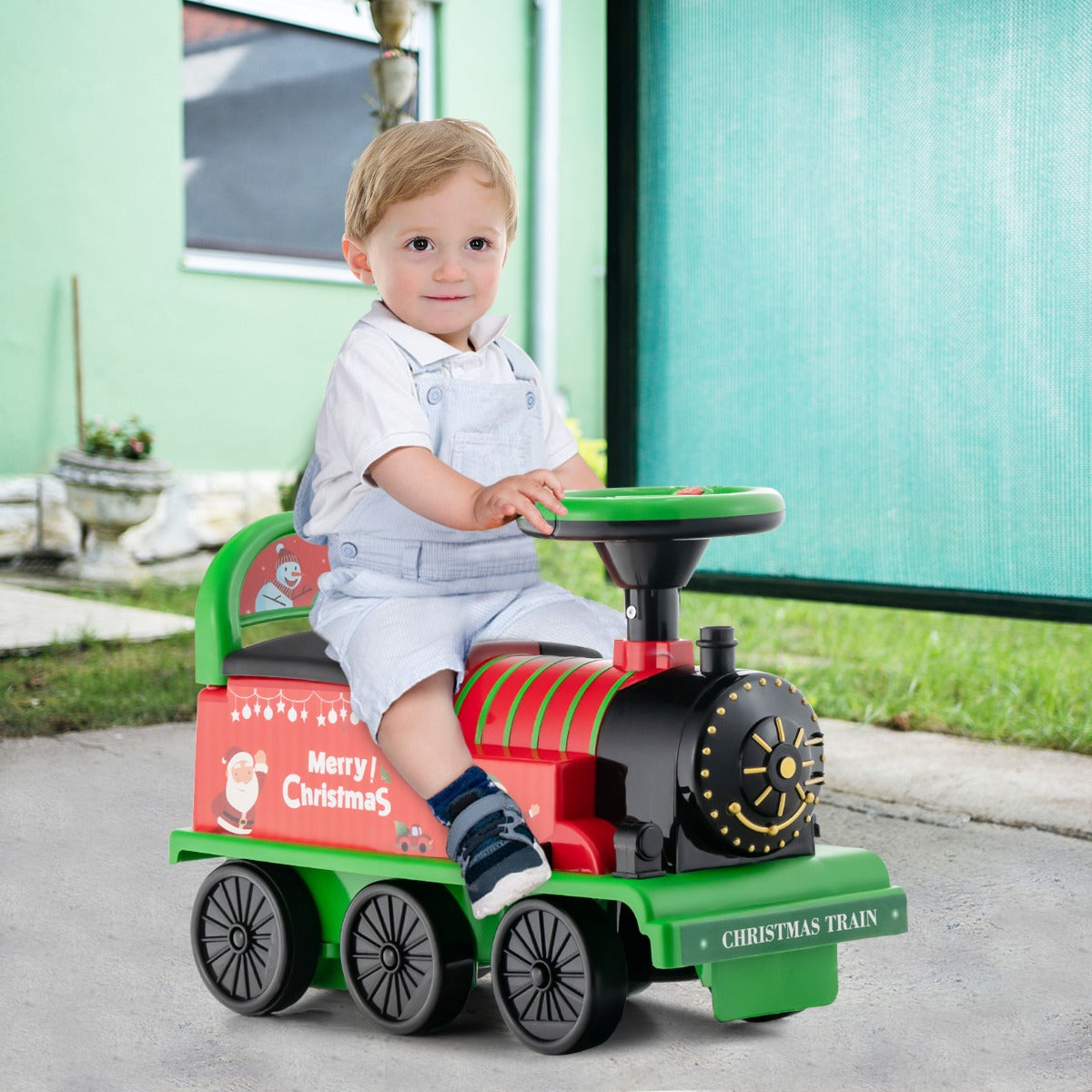 6V Electric Kids Ride On Train Toy with Track &amp;amp; 6 Wheels-Green