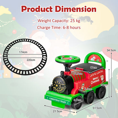 6V Electric Kids Ride On Train Toy with Track &amp;amp; 6 Wheels-Green