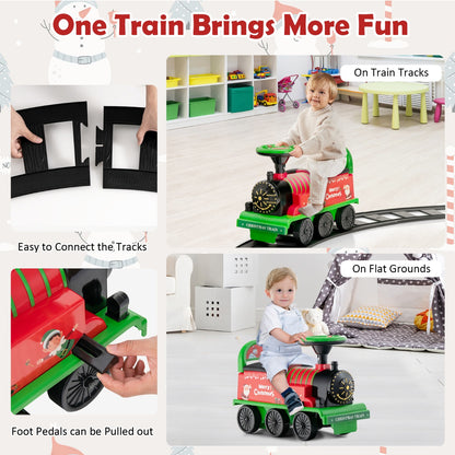 6V Electric Kids Ride On Train Toy with Track &amp;amp; 6 Wheels-Green