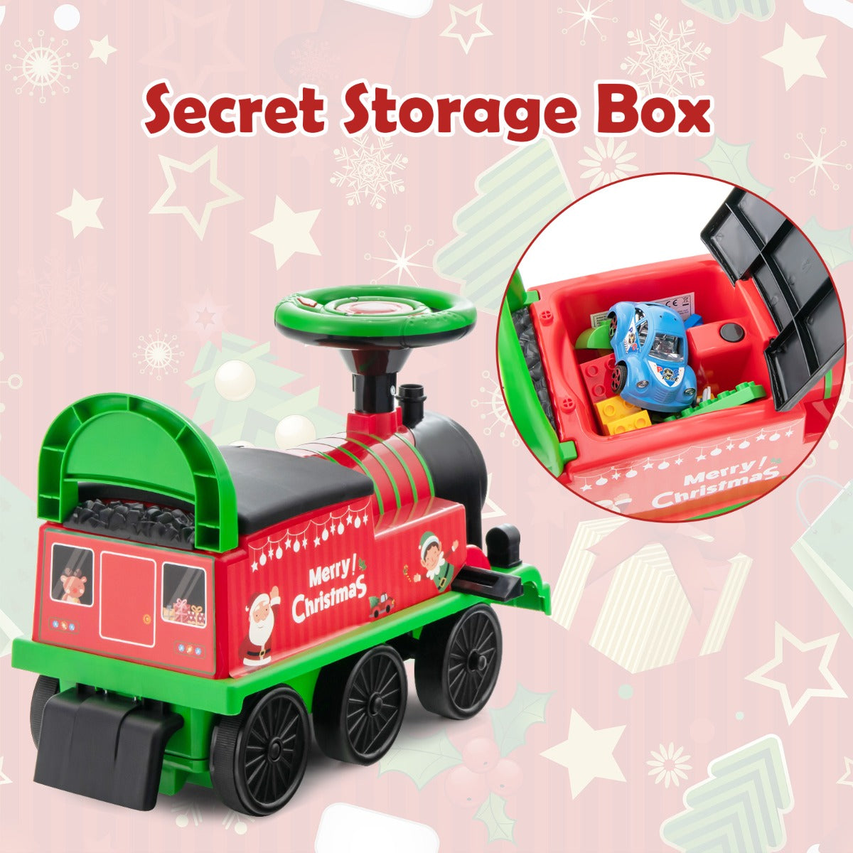 6V Electric Kids Ride On Train Toy with Track &amp;amp; 6 Wheels-Green