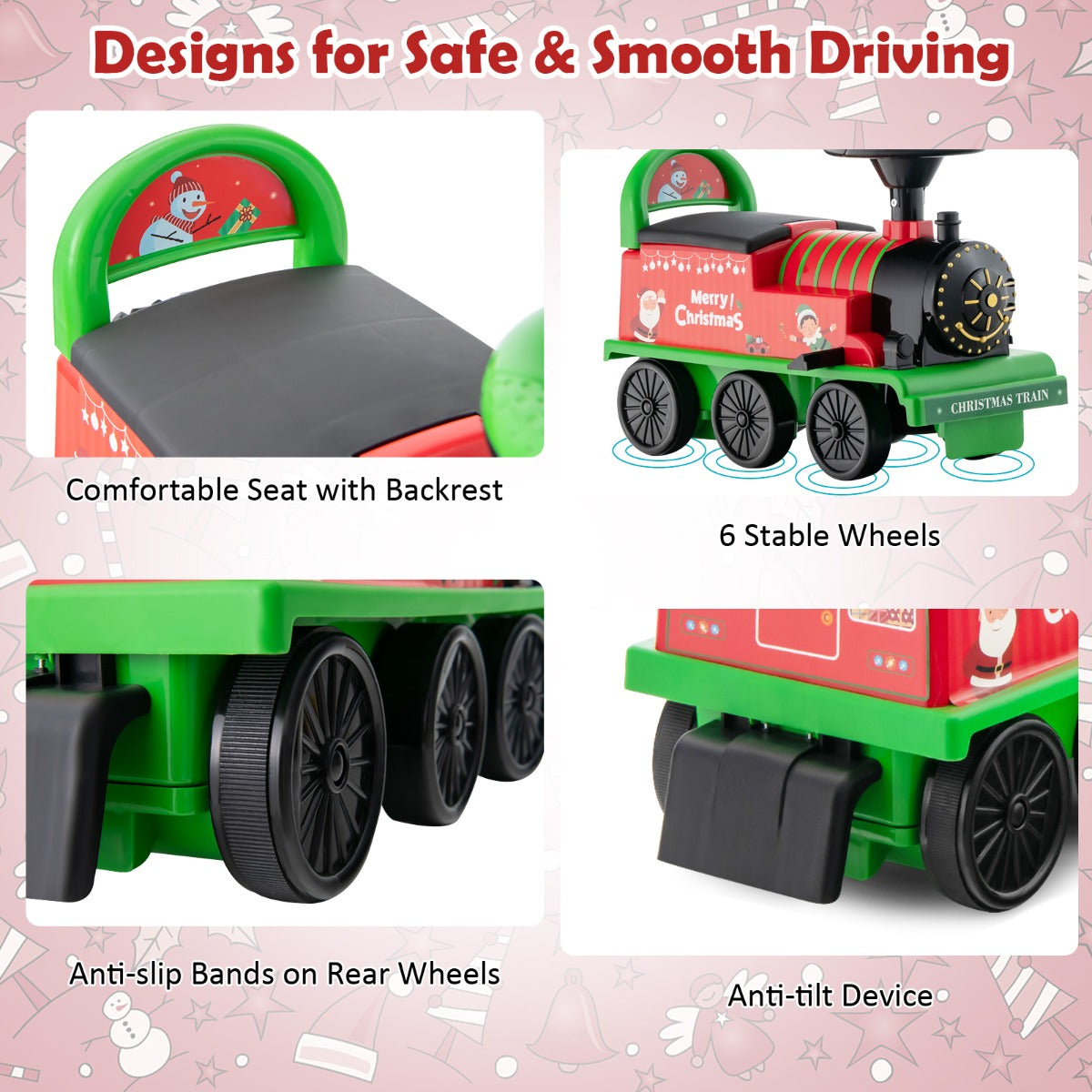 6V Electric Kids Ride On Train Toy with Track &amp;amp; 6 Wheels-Green