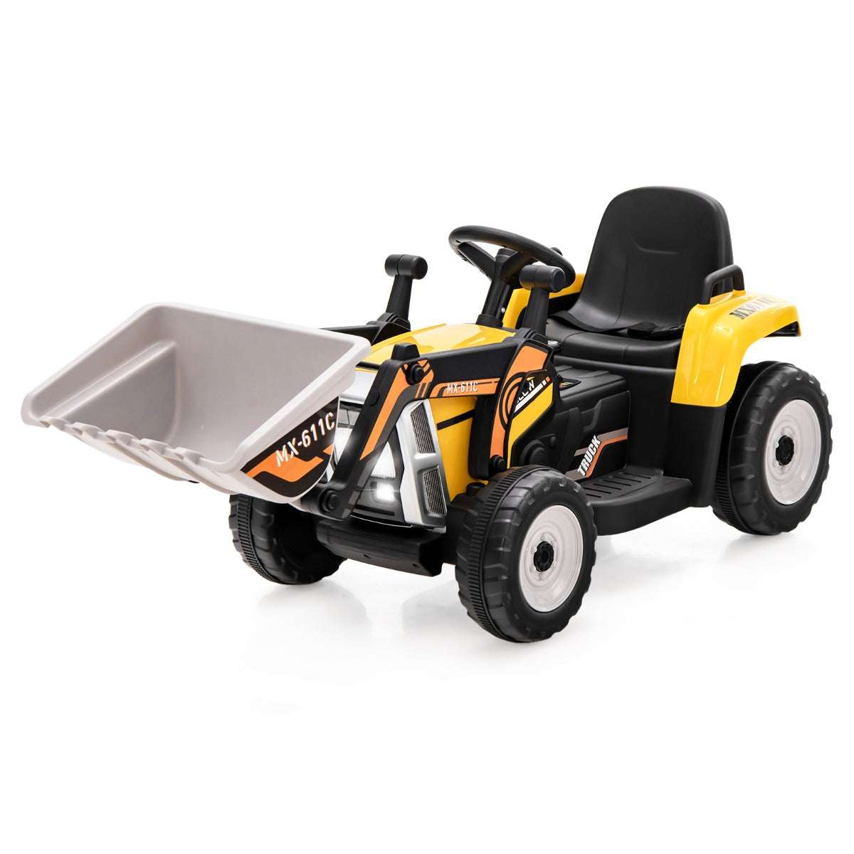 12V Kids Ride on Excavator with Adjustable Arm and Bucket-Yellow