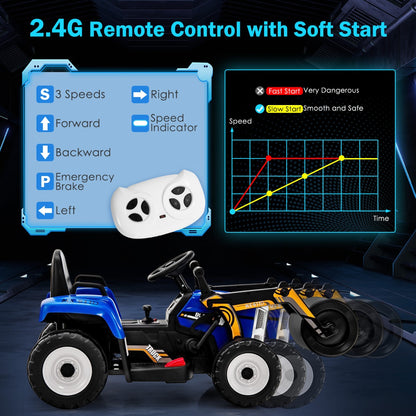 12V Kids Ride on Road Roller with 2.4G Remote Control &amp; LED Lights-Blue