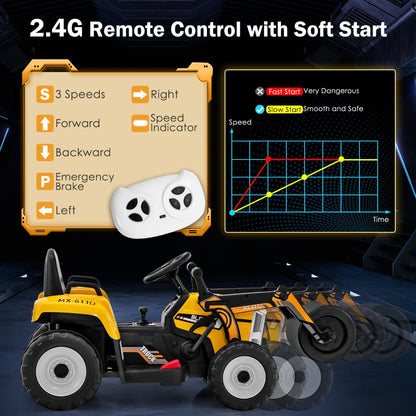 12V Kids Ride on Road Roller with 2.4G Remote Control &amp; LED Lights-Yellow