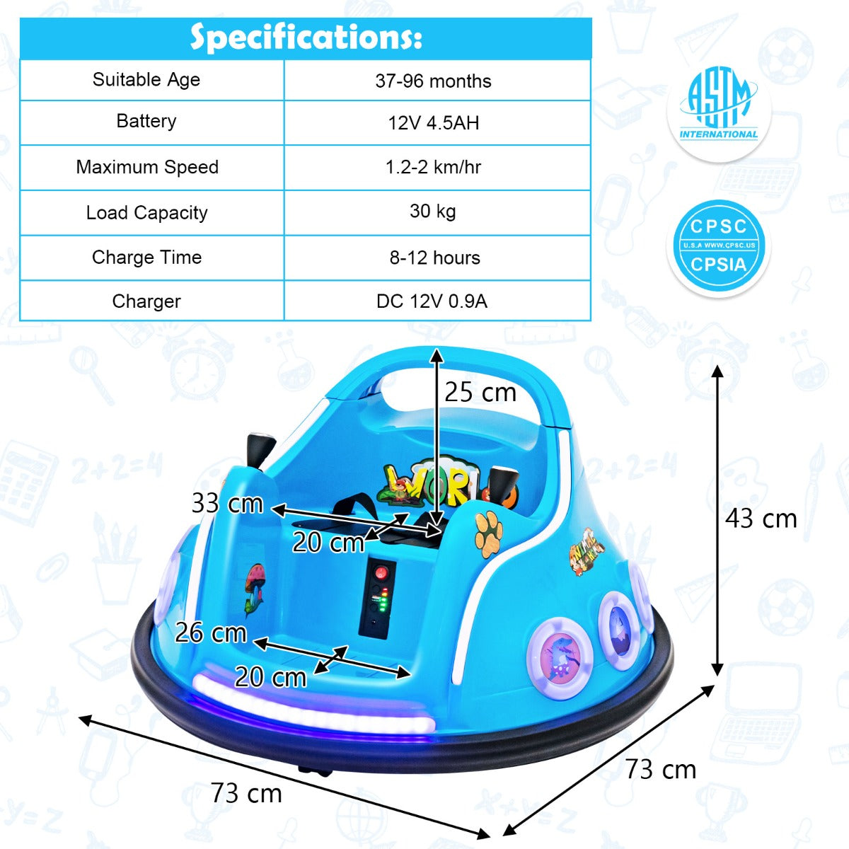 12V Electric Ride On Car with Remote Control for Kids-Navy