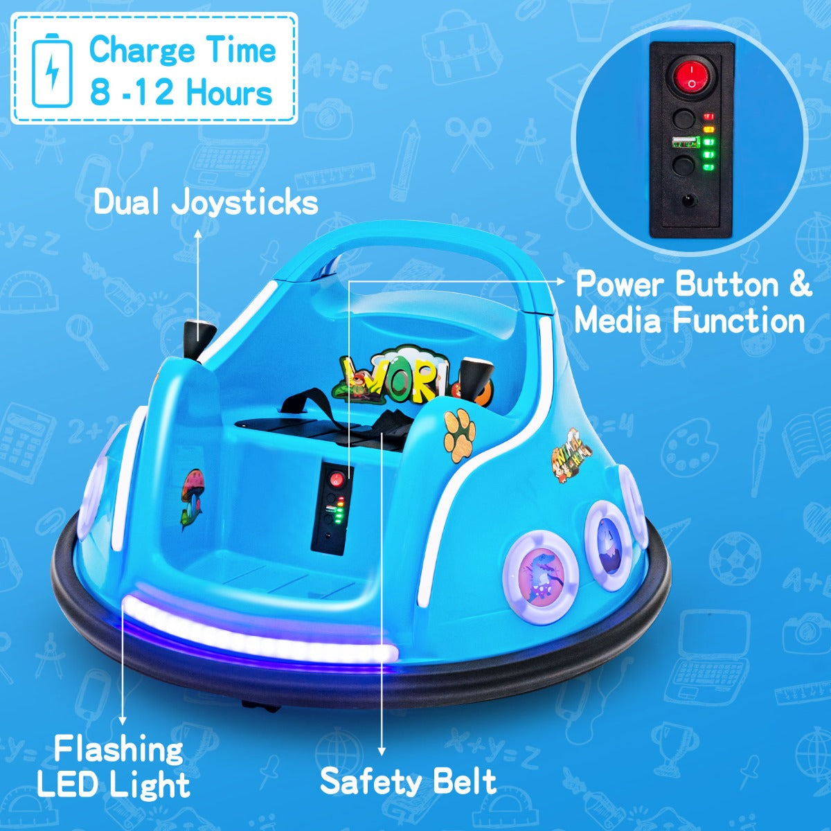 12V Electric Ride On Car with Remote Control for Kids-Navy