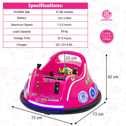 12V Electric Ride On Car with Remote Control for Kids-Pink