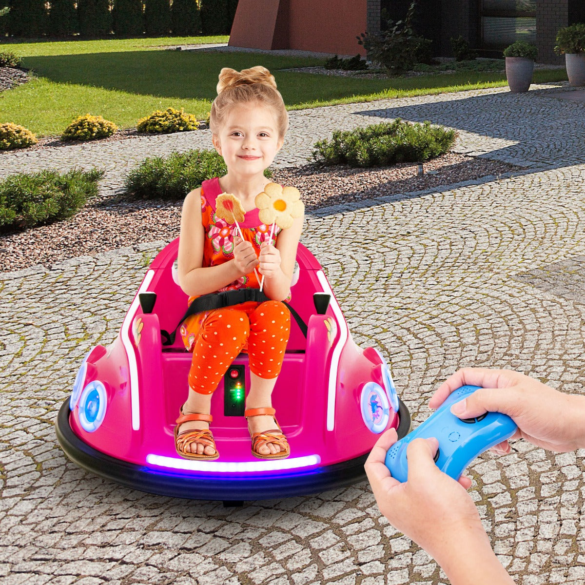 12V Electric Ride On Car with Remote Control for Kids-Pink