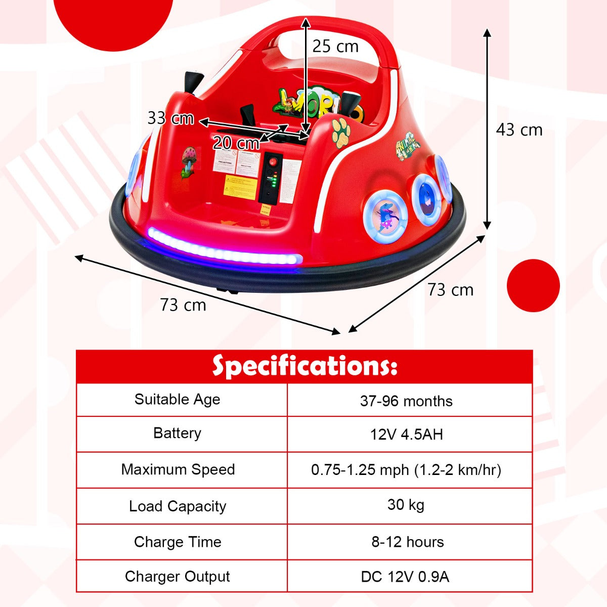 12V Electric Ride On Car with Remote Control for Kids-Red
