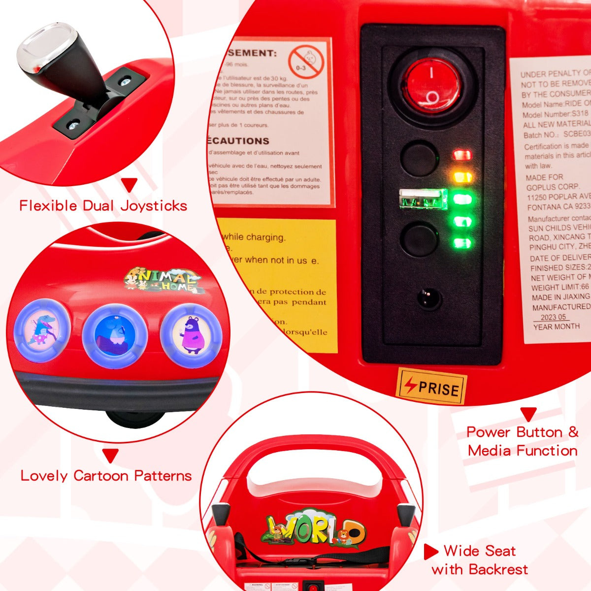 12V Electric Ride On Car with Remote Control for Kids-Red