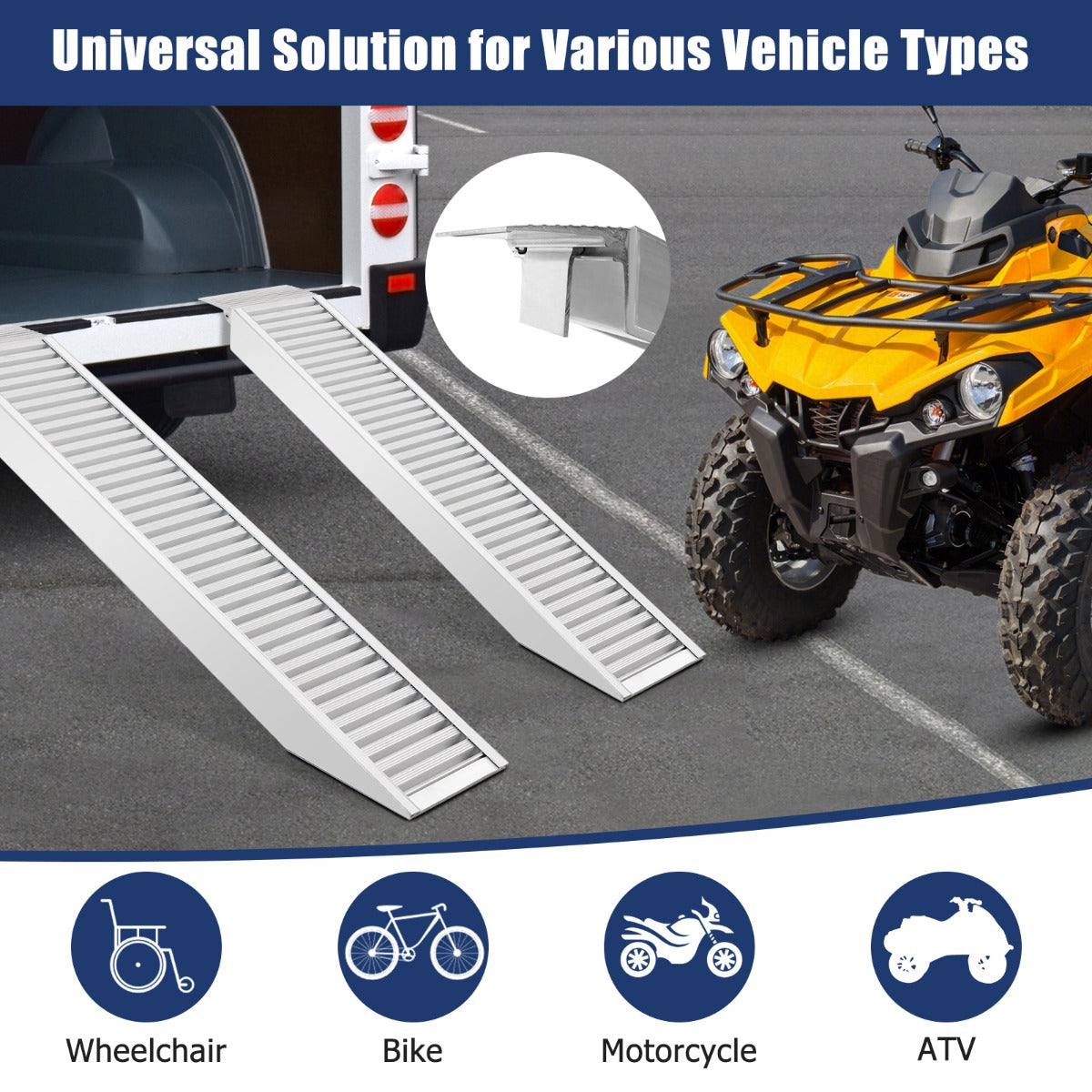162 X 31CM Heavy-duty Trailer Ramp for Motorcycles ATVs Bikes